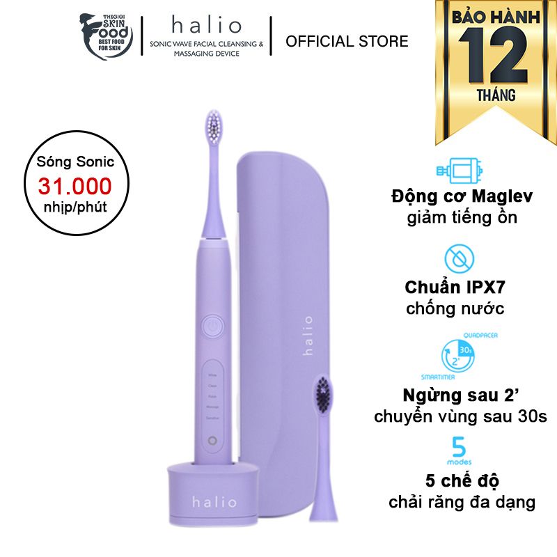 Bàn Chải Điện Halio Sonic Whitening Electric Toothbrush Periwinkle