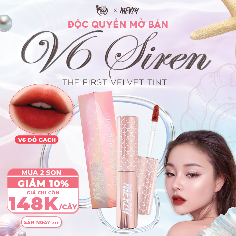 [PHIÊN BẢN V6 SIREN HOLIDAY] Son Kem Lì, Bền Màu, Lâu Trôi Merzy The First Velvet Tint 4.5g