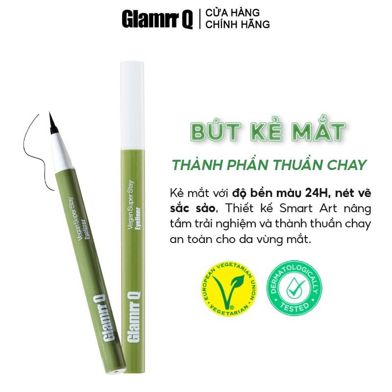 Bút Kẻ Mắt Lâu Trôi, Thuần Chay Glamrr Q Vegan Super Stay Eyeliner #Black Coffee