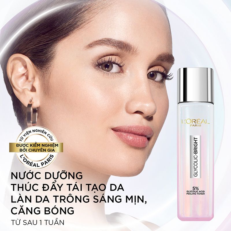 Nước Dưỡng Hỗ Trợ Làm Sáng Da L'oreal Glycolic - Bright Glowing Peeling Toner 128ml