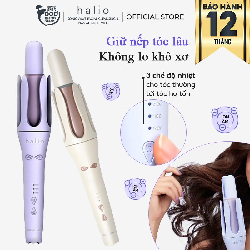 Máy Làm Tóc Tự Xoay 360 Độ Ion Âm, Dễ Tạo Kiểu Tóc Halio InstaCurl Premium Automatic Hair Styler