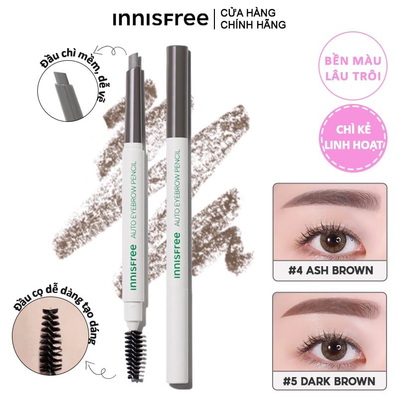 Chì Kẻ Mày Ngang Mảnh, Lâu Trôi Innisfree Auto Eyebrow Pencil 0.3g