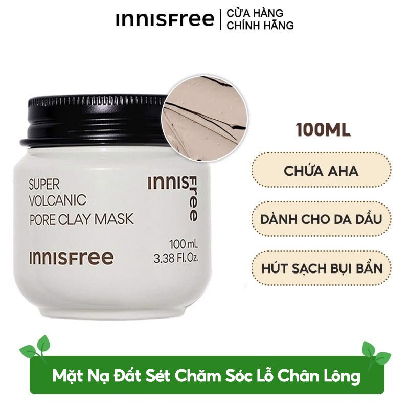 Mặt Nạ Đất Sét Chăm Sóc Lỗ Chân Lông Từ Đá Tro Núi Lửa Innisfree Super Volcanic Pore Clay Mask 100ml