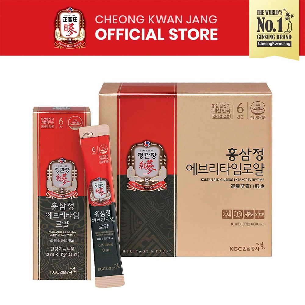 [Hộp 30 Gói] Tinh Chất Hồng Sâm Cô Đặc Dạng Gói Won KGC Korean Red Ginseng Extract Everytime 300ml