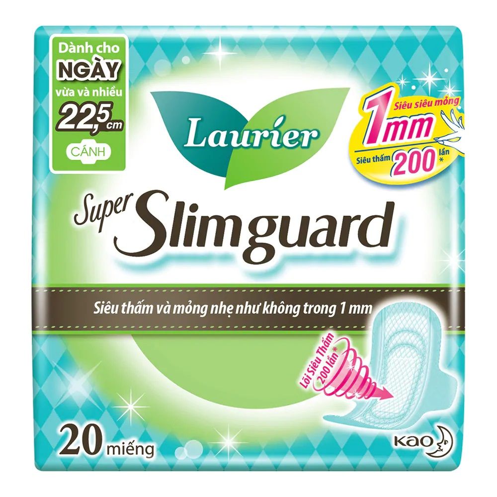 [Tặng Kèm 6 Miếng] Băng Vệ Sinh Siêu Mỏng Bảo Vệ Laurier Super Slimguard 22,5cm - 20 Miếng (Che tên sản phẩm khi giao hàng)