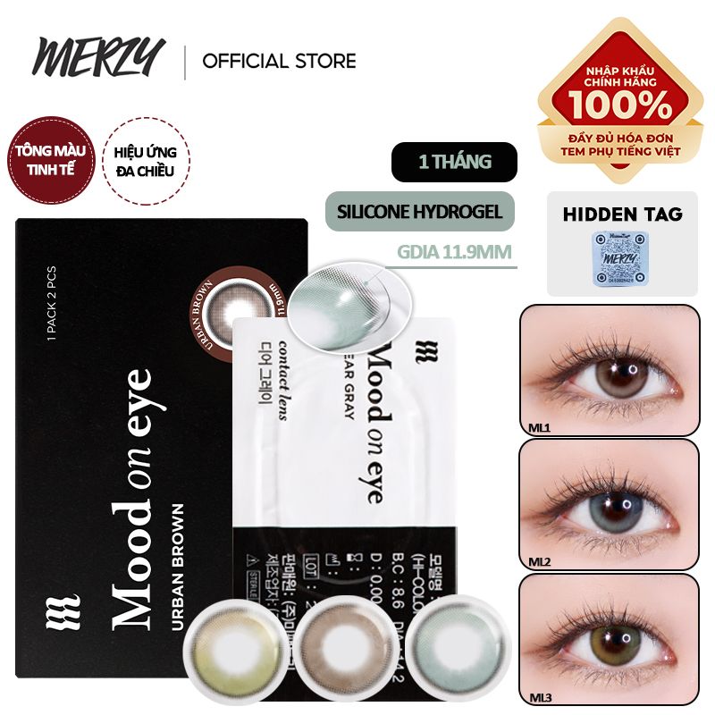 Kính Áp Tròng, Lens Mắt Màu Tự Nhiên, Cao Cấp Hàn Quốc Merzy Mood On Eye Contact Lens