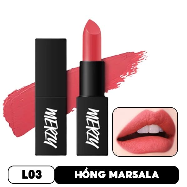 [Màu 1-16] Son Thỏi Lì, Mịn Môi Merzy The First Lipstick 3.5g - L4 With Me