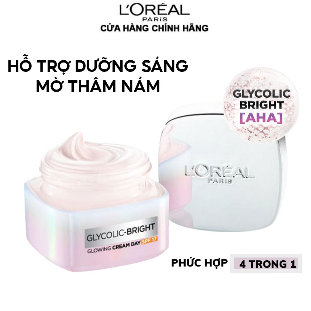 Kem Dưỡng Ban Ngày Hỗ Trợ Mờ Thâm Nám L'Oreal Glycolic Bright Glowing Cream Day