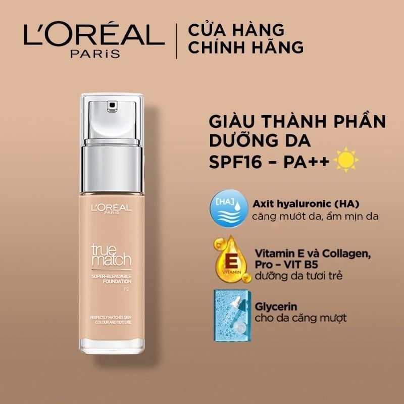 Kem Nền Mịn Nhẹ Cho Lớp Nền Bền Màu Lâu Trôi L'Oreal True Match Super-Blendable Foundation SPF16/PA++ 30ml