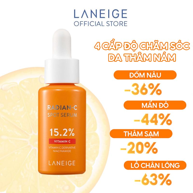 Serum Laneige Tinh Chất Dưỡng Trắng Da, Giảm Đốm Nâu, Thâm Nám, Ngăn Ngừa Lõa Hóa Laneige Radian-C Spot Serum 10g