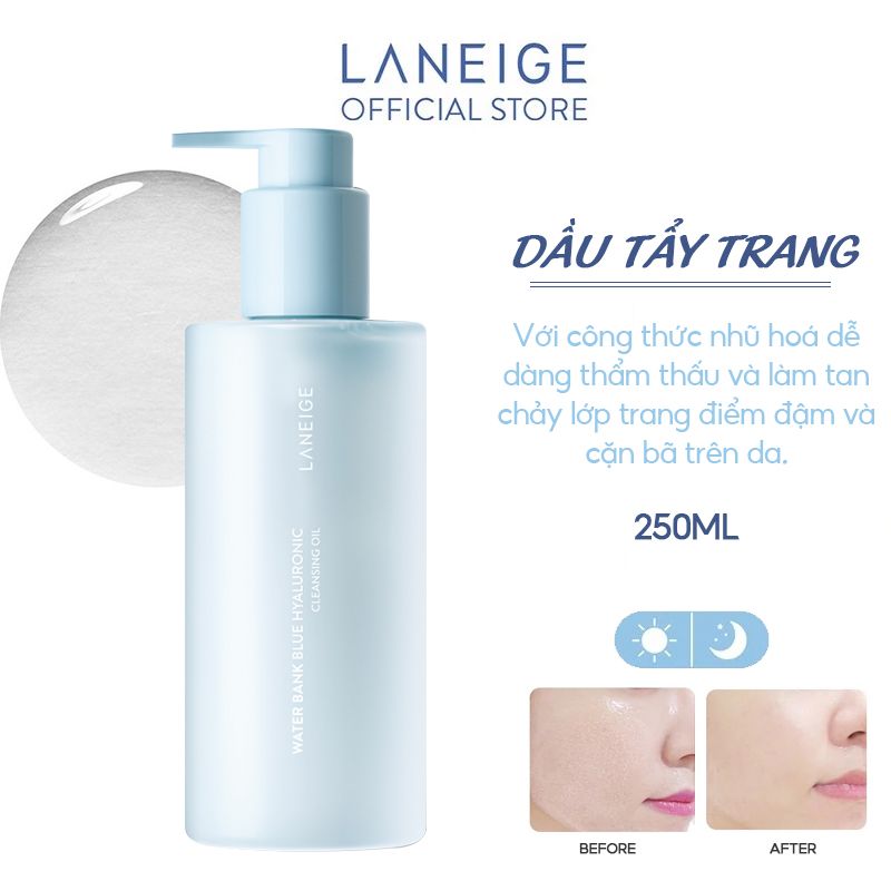 Dầu Tẩy Trang Làm Sạch Sâu Lỗ Chân Lông, Kiểm Soát Dầu Nhờn Trên Da Laneige Water Bank Blue Hyaluronic Cleansing Oil 250ml