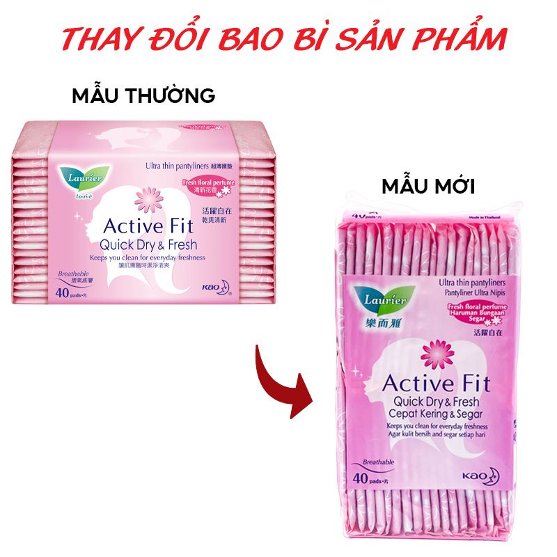 Băng Vệ Sinh Hằng Ngày Hương Thơm Laurier Active Fit Quick Dry & Fresh (Che tên sản phẩm khi giao hàng)