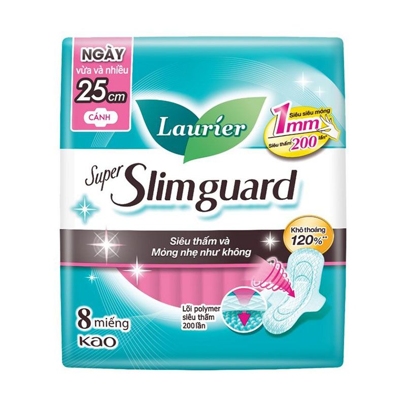 Băng Vệ Sinh Siêu Mỏng Bảo Vệ Laurier Super Slimguard 25cm - 8 Miếng (Che tên sản phẩm khi giao hàng)