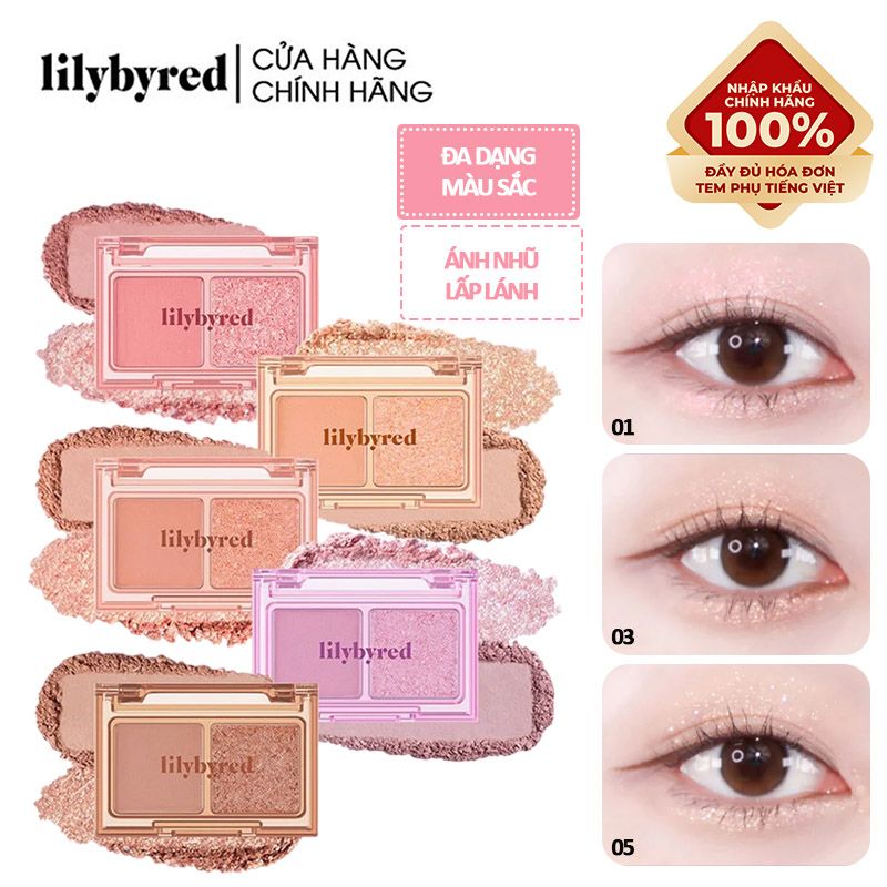 Bảng Phấn Mắt 2 Ô Siêu Xinh, Bền Màu Lilybyred Little Bitty Moment Shadow