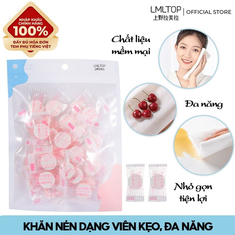 [NHẬP KHẨU] Khăn Nén Dạng Viên Kẹo, Đa Năng, Tiện Lợi LMLTOP - D0901 (30 viên)