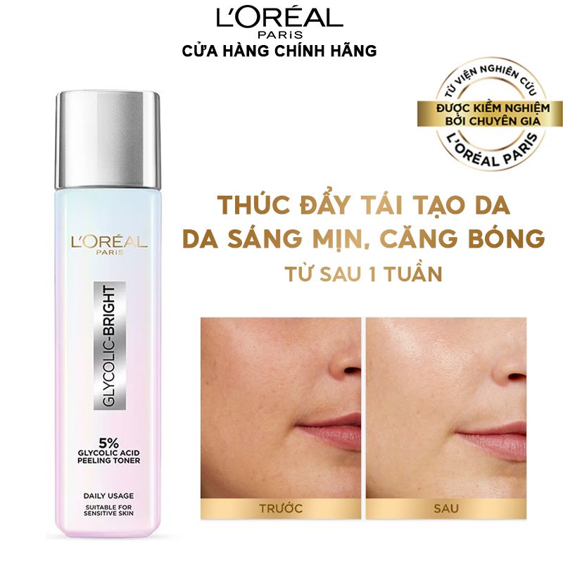 Nước Dưỡng Hỗ Trợ Làm Sáng Da L'oreal Glycolic - Bright Glowing Peeling Toner 128ml