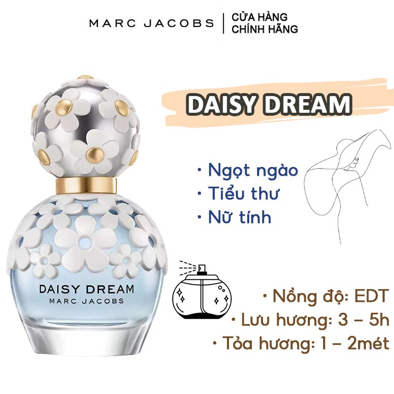 Nước Hoa Nữ Cao Cấp Hương Thơm Ngọt Ngào, Thanh Lịch Marc Jacobs Daisy Dream Eau De Toilette