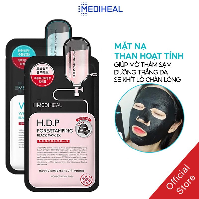 Mặt Nạ Than Hoạt Tính Giúp Mờ Thâm Sạm, Dưỡng Trắng Da Mediheal Black Mask Ex