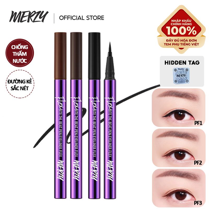 [Phiên Bản Nâng Cấp] Bút Kẻ Mắt Nước Nét Mảnh, Sắc Nét, Lâu Trôi Merzy Bite The Beat Pen Eyeliner Flex 0.6g