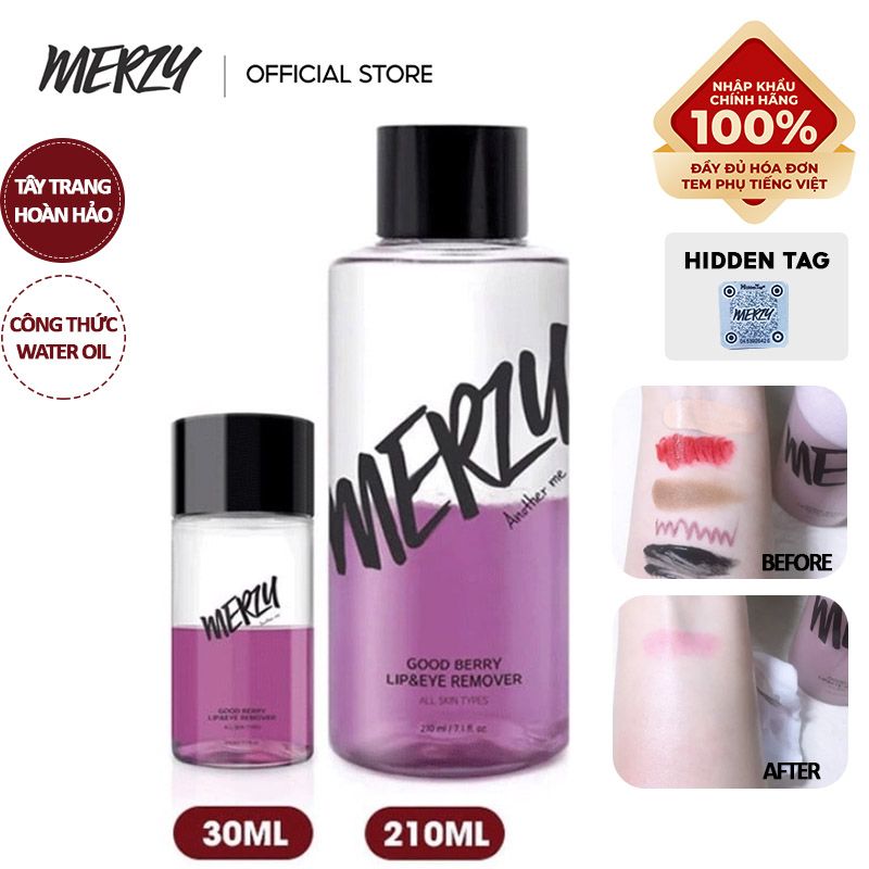 Nước Tẩy Trang Mắt Môi Merzy Good Berry Lip Eye Remover 210ml