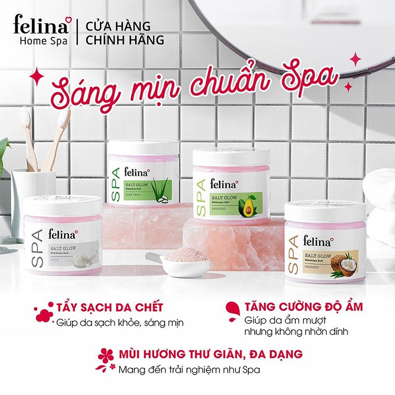 Muối Tắm Tẩy Tế Bào Chết Cơ Thể, Làm Sáng Da Felina Salt Glow 500g