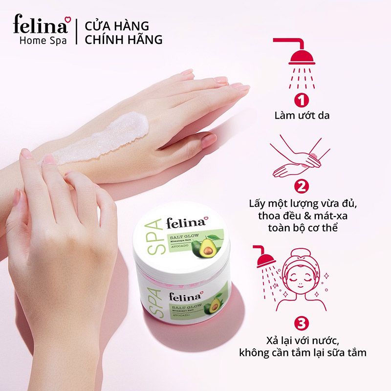 Muối Tắm Tẩy Tế Bào Chết Cơ Thể, Làm Sáng Da Felina Salt Glow 500g