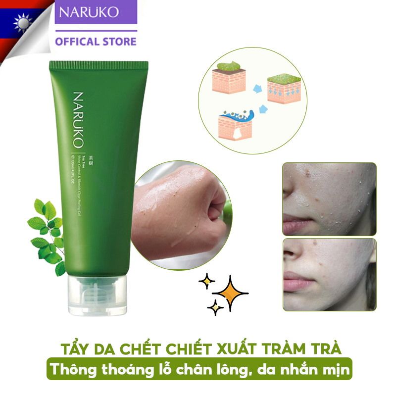 Tẩy Tế Bào Chết Cho Da Mụn Chiết Xuất Tràm Trà Naruko Tea Tree Shine Control & Blemish Clear Peeling Gel 120ml