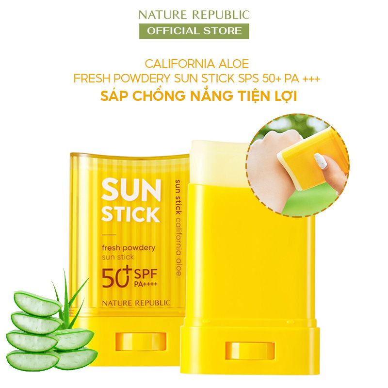 Kem Chống Nắng Dạng Sáp Dưỡng Ẩm Kiểm Soát Dầu Nature Republic California Aloe Fresh Powdery Sun Stick SPF50+ PA++++ 24g