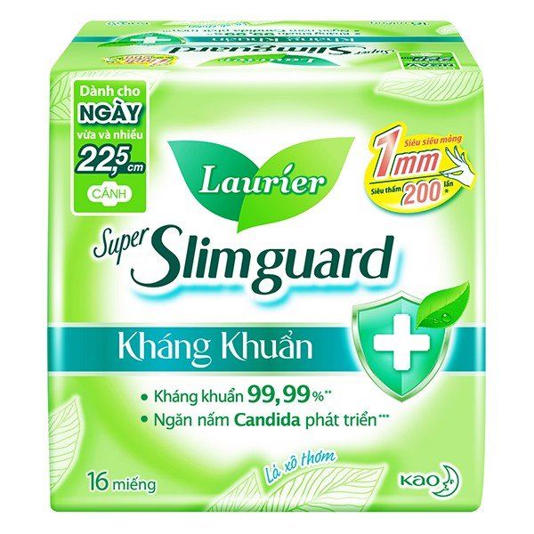 [Tặng Kèm 4 Miếng] Băng Vệ Sinh Siêu Mỏng Kháng Khuẩn Laurier Super Slimguard 22.5cm - 16 Miếng (Che tên sản phẩm khi giao hàng)