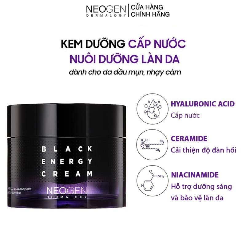 Kem Dưỡng Cấp Nước, Cải Thiện Nếp Nhăn Cho Da Dầu Và Da Nhạy Cảm Neogen Black Energy Cream 80ml