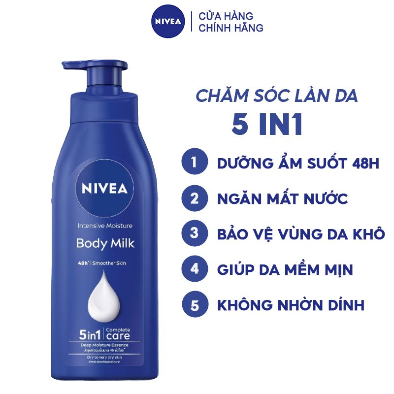 Sữa Dưỡng Thể Giữ Ẩm Chuyên Sâu, Giúp Da Mềm Mịn Nivea Intensive Moisture Body Milk 48H Body Lotion 380ml