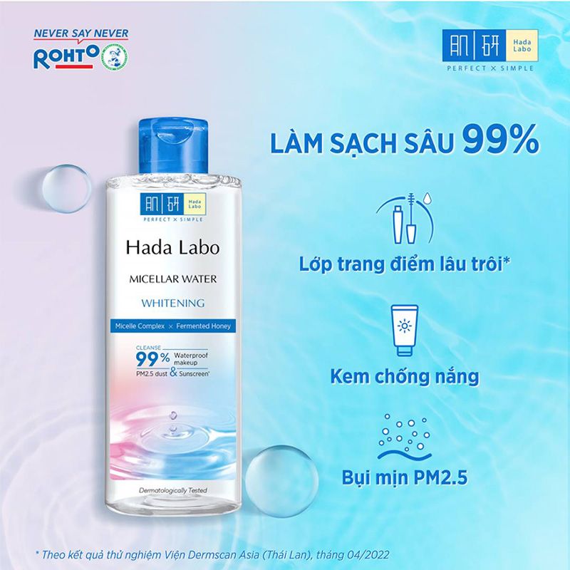 Nước Tẩy Trang Làm Sạch Sâu, Dưỡng Ẩm & Hỗ Trợ Dưỡng Trắng Hada Labo Micellar Water