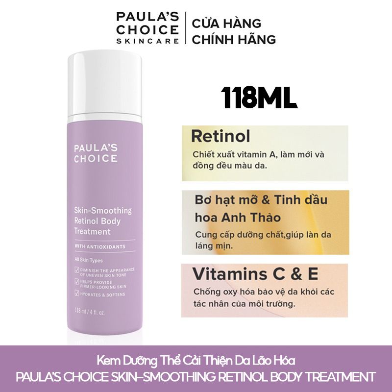 Kem Dưỡng Thể Cải Thiện Da Lão Hóa Paula's Choice Skin-Smoothing Retinol Body Treatment 118ml (date 12/2024)