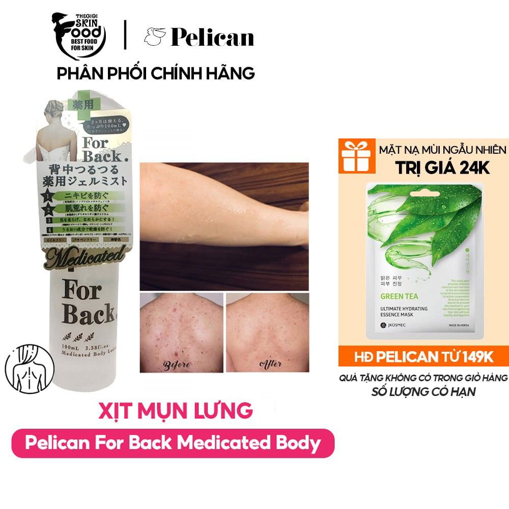 Xịt Hỗ Trợ Cải Thiện Mụn Lưng Pelican For Back Medicated Body Lotion 100ml