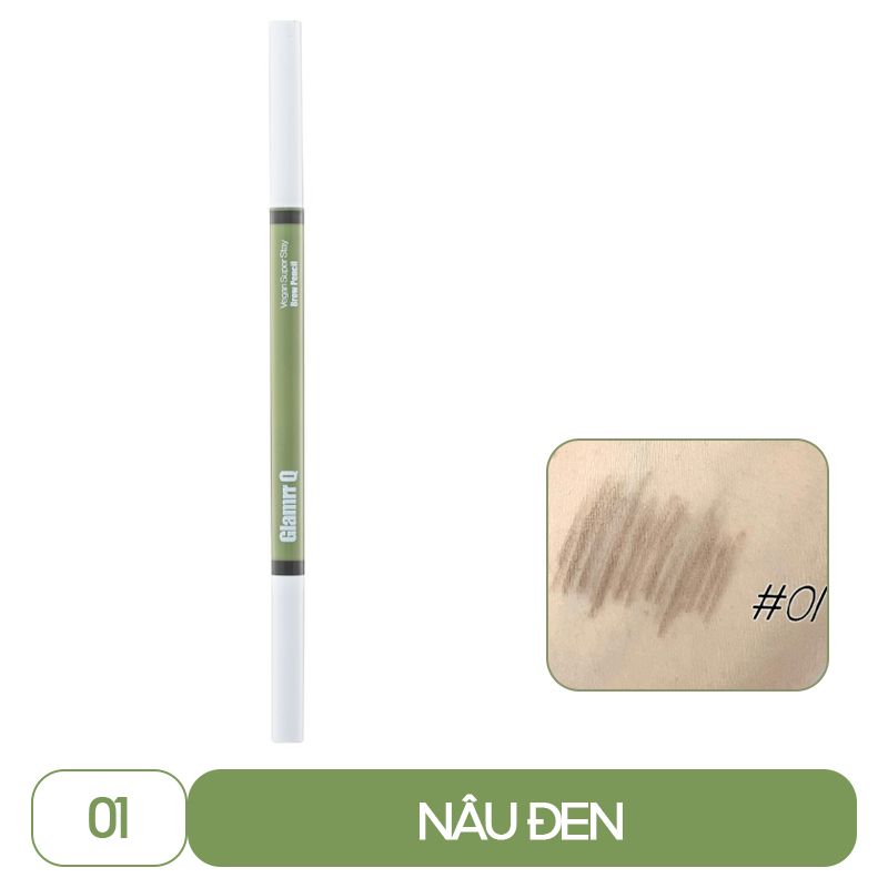 Chì Kẻ Mày Bền Màu, Lâu Trôi Thuần Chay Glamrr Q Vegan Super Stay Brow Pencil 0.08g