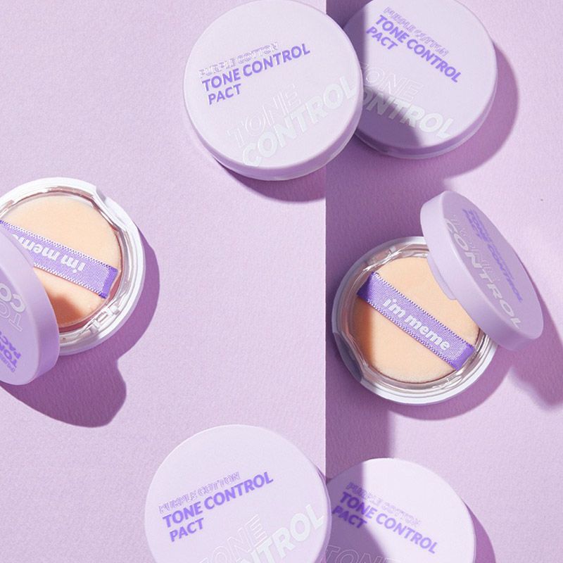 Phấn Phủ Dạng Nén Kiềm Dầu, Nâng Tông, Làm Đều Màu Da I'm Meme Purple Cotton Tone Control Pact 9.5g