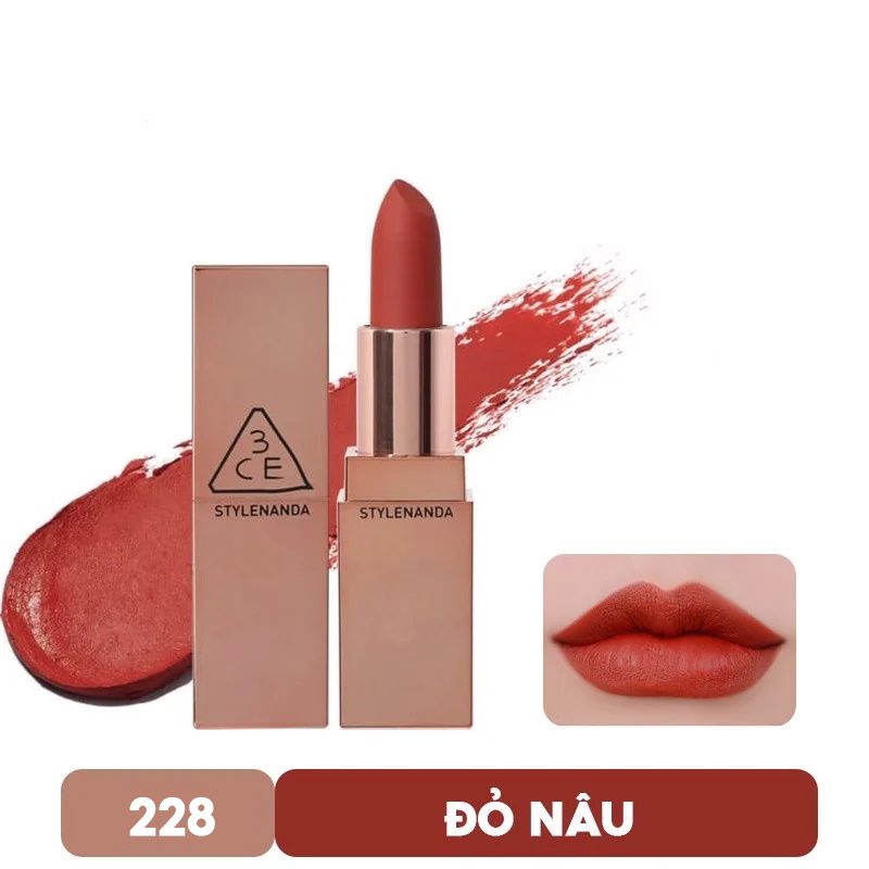 [Màu 227 - 228] Son Thỏi Lì Cực Phẩm Phiên Bản Giới Hạn 3CE Matte Lip Color - 228 RED SEVENTIES 3.5g