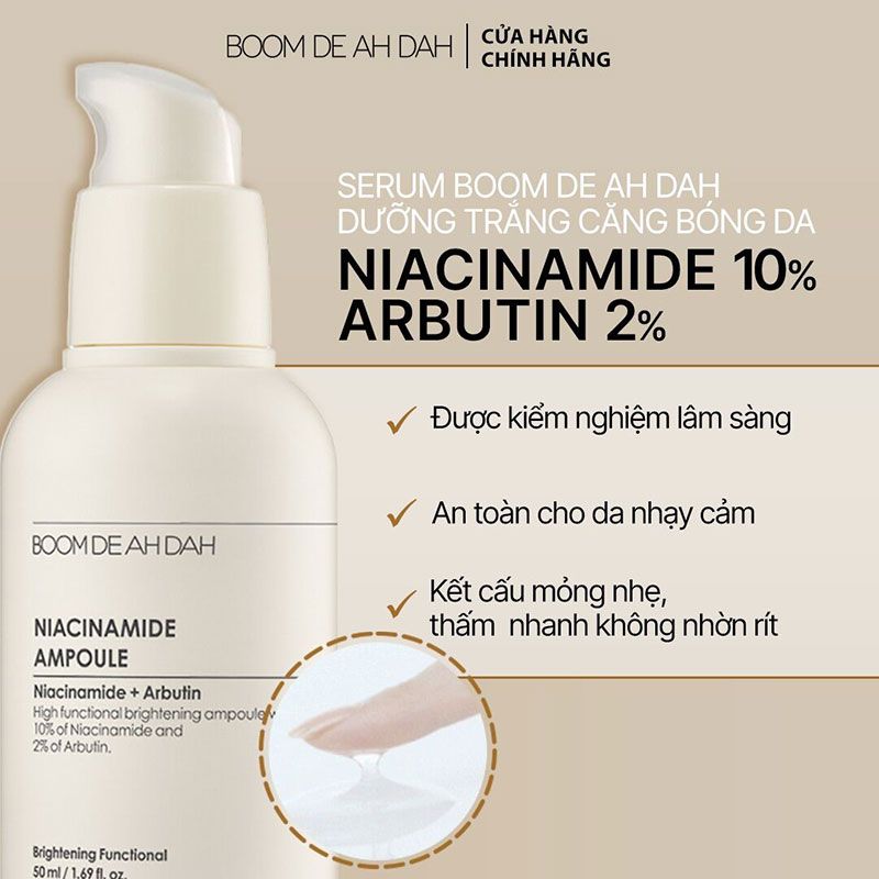 Huyết Thanh Dưỡng Trắng Căng Bóng Da BOOM DE AH DAH Niacinamide Ampoule 50ml