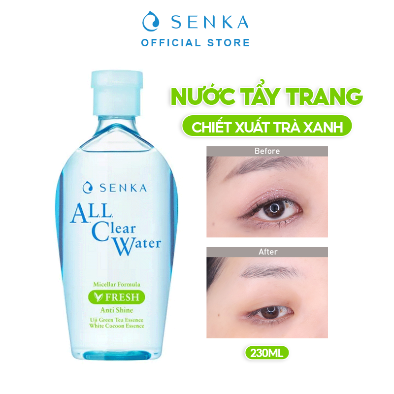 Nước Tẩy Trang Làm Sạch Sâu Kiềm Dầu Chiết Xuất Trà Xanh Senka All Clear Water Micellar Formula - Fresh 230ml