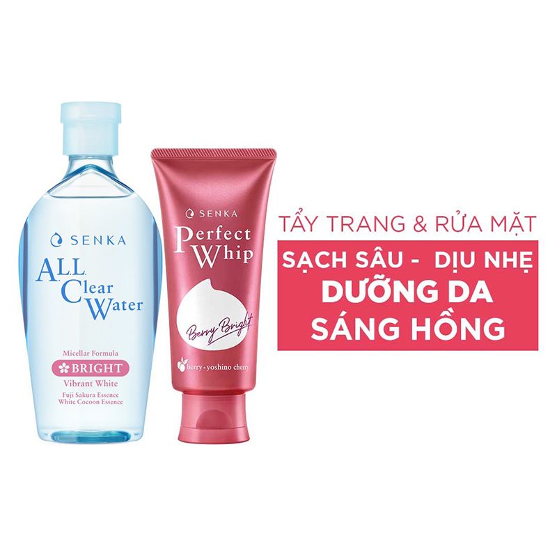 Sữa Rửa Mặt Làm Sạch Sâu, Sáng Hồng Senka Perfect Whip Berry Bright 100g