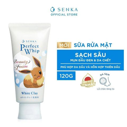 Sữa Rửa Mặt Đất Sét Trắng Giúp Làm Sạch Sâu, Dưỡng Da Sáng Mịn Senka Perfect White Clay 120g