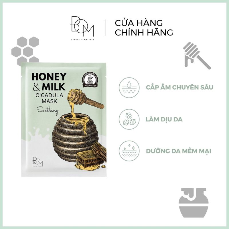 Mặt Nạ Dưỡng Ẩm, Làm Sáng, Làm Dịu Da B.O.M Honey And Milk Mask 25g