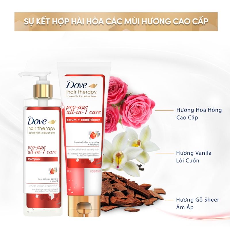 Kem Xả Serum 2in1 Hỗ Trợ Phục Hồi, Hạn Chế Rụng Tóc Làm Phồng Chân Tóc Dove Hair Therapy Serum + Conditioner 230ml