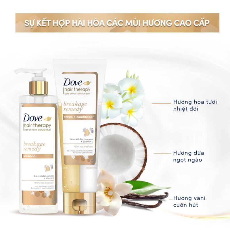 Kem Xả Serum 2in1 Hỗ Trợ Phục Hồi, Hạn Chế Rụng Tóc Làm Phồng Chân Tóc Dove Hair Therapy Serum + Conditioner 230ml