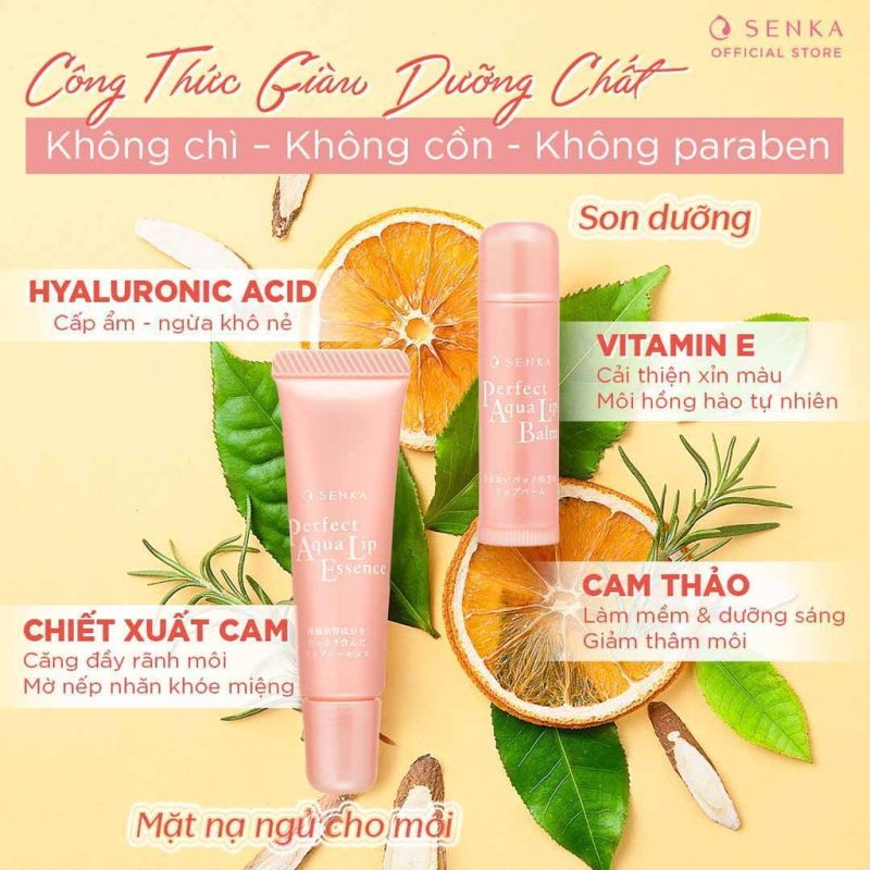 Tinh Chất Dưỡng Môi Cấp Ẩm Senka Perfect Aqua Lip Essence