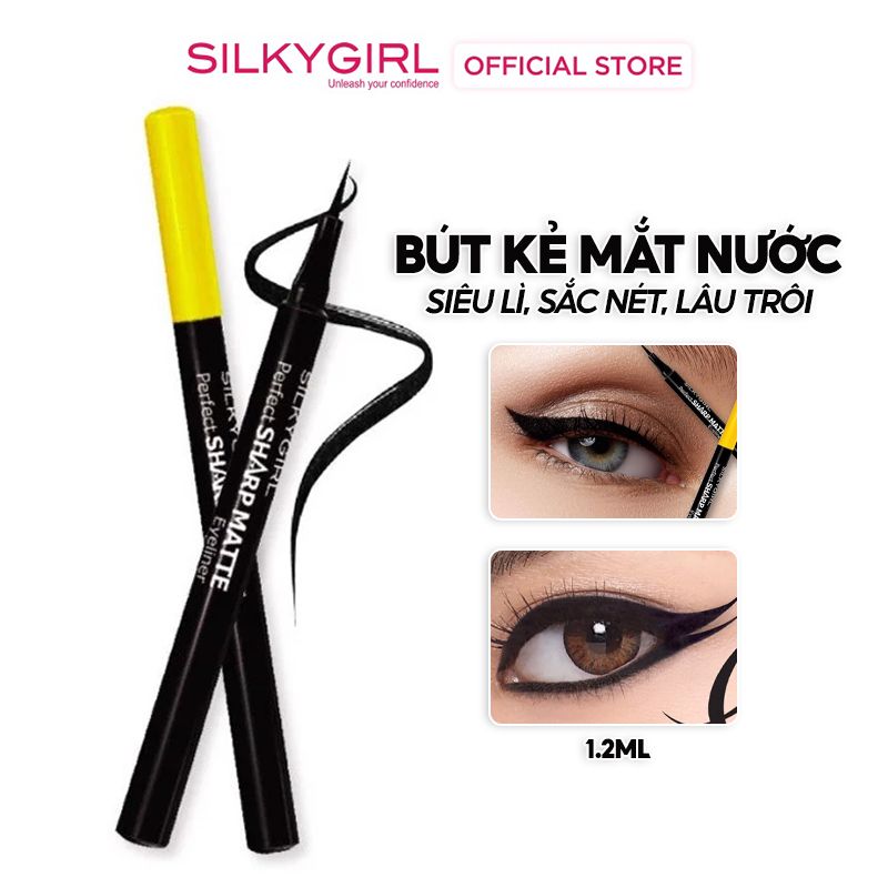 Bút Kẻ Mắt Nước Siêu Lì, Sắc Nét, Lâu Trôi Silkygirl Perfect Sharp Matte Eyeliner 1.2ml #01 MATTE BLACK