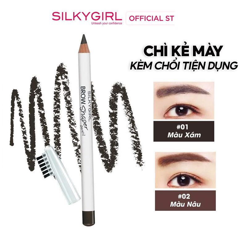 Chì Kẻ Mày Kèm Chổi Tiện Dụng, Dễ Vẽ Silkygirl Brow Shaper Pencil 1.14g