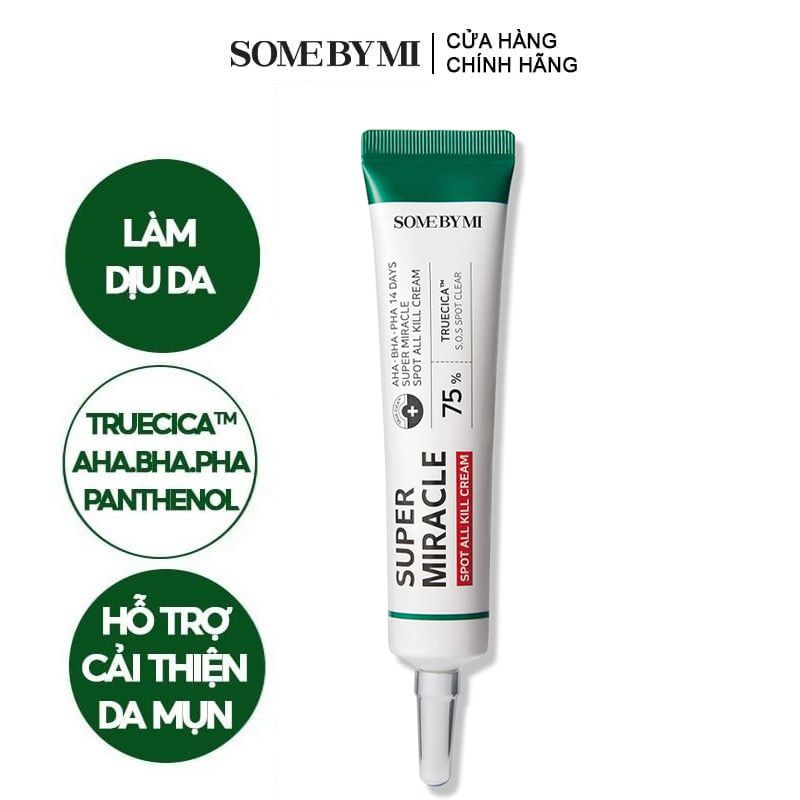 Kem Chấm Mụn Some By Mi AHA/BHA/PHA 14 Days Super Miracle Spot All Kill Cream 30ml