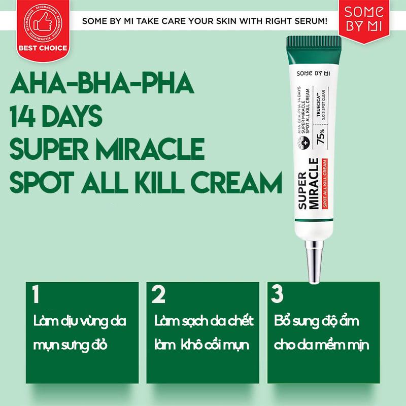 Kem Chấm Mụn Some By Mi AHA/BHA/PHA 14 Days Super Miracle Spot All Kill Cream 30ml