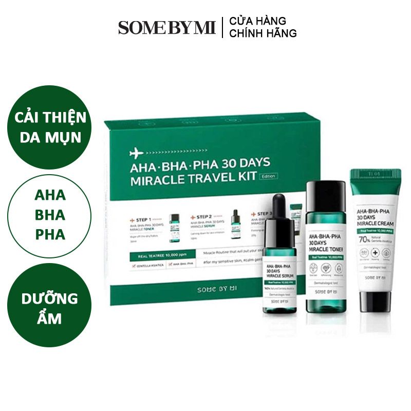 [3 Items] Bộ Dưỡng Giảm Mụn Some By Mi Miracle Travel Kit